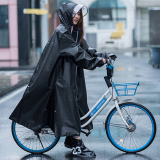 多美忆 雨衣电动车男女户外摩托车自行车雨披单人雨衣大帽檐时尚儿童学生骑行雨衣 黑色XXL