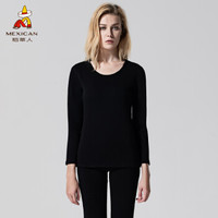 稻草人保暖内衣女加厚加绒冬季情侣秋衣秋裤女士棉毛衫套装AH852W9 黑色-女 XL