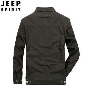 吉普 JEEP 2019秋冬季新款夹克男 翻领水洗商务休闲外套LST1505 军绿 3XL