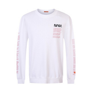 HERON PRESTON 19秋冬新品 NASA系列 男士白色字母印花棉质圆领套头长袖卫衣 HMBA003F198080200188 M码