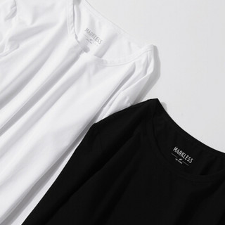 MARKLESS 短袖T恤男纯色修身圆领打底衫青年短袖休闲T恤TXA5630M6白色-长袖 180/96（XL）