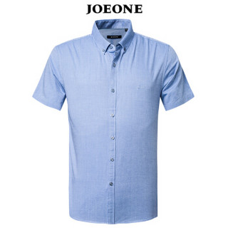九牧王（JOEONE）短袖衬衫 男士夏季新款纯棉短袖衬衣-厂175/96A[50]浅蓝JC492023T