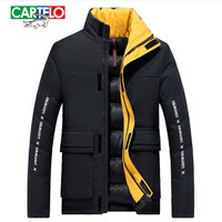 卡帝乐鳄鱼(CARTELO)棉服男2019冬季新款休闲立领短款棉衣男士百搭保暖冬装棉袄外套 黄色 2XL