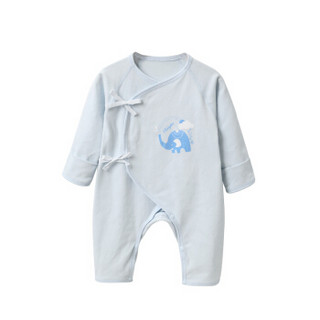 贝吻 新生儿连体衣婴儿衣服长袖爬服宝宝纯棉内衣6191 蓝色 66码（3-6个月）