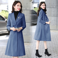 丽乔 毛呢大衣中长款显瘦冬季2019新款女装优雅时尚潮流长袖气质毛呢外套 yzMZYG8127 蓝色 XL