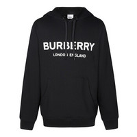 BURBERRY 巴宝莉 男士黑色棉质徽标印花连帽卫衣 80095091 L