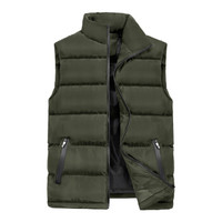 鳄鱼恤 CROCODILE 马甲男2019冬季新款潮流立领背心保暖夹克男坎肩男士冬装无袖百搭外套 HPMJ8066 军绿 2XL