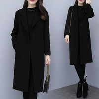 丽乔 2019秋冬新品韩版女装毛呢大衣女长款毛呢外套女流行宽松纯色呢子大衣 XDD05 黑色 L