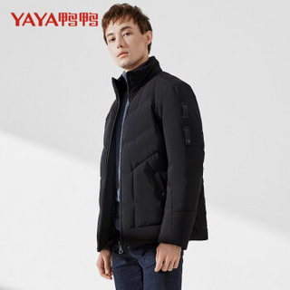 鸭鸭（YAYA）羽绒服男短款立领时尚休闲保暖冬季外套 A-58313 黑色 170A