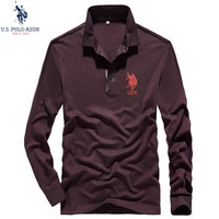 U.S. POLO ASSN.长袖POLO衫男2019秋季新款翻领纯棉t恤男士商务休闲衣服男体恤 6193105079 红色 3XL(56)