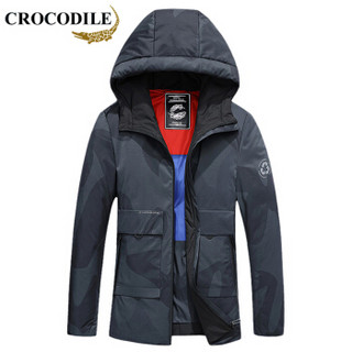 鳄鱼恤（CROCODILE）羽绒服 男士2019冬季韩版新款潮流休闲百搭连帽外套 A037-YR8073 墨绿 190/100A