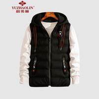 俞兆林 YUZHAOLIN 马甲男2019秋冬季外套新款保暖背心修身韩版休闲马夹连帽马甲 A126 MJ019 黑色 4XL