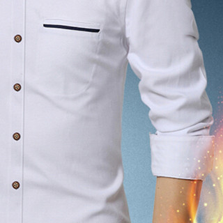卡帝乐鳄鱼（CARTELO）衬衫 男士潮流时尚休闲百搭立领加绒加厚保暖长袖衬衣A180-2210白色XL