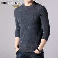 鳄鱼恤（CROCODILE）羊毛衫 男士2019秋冬时尚潮流韩版休闲毛衣 2013-X9657 深灰色 2XL