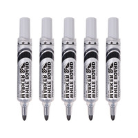 Pentel 派通 日本派通(Pentel)白板记号笔 2mm直液式粗字圆头 可擦马克笔进口 MWL5M 黑色(5支装)