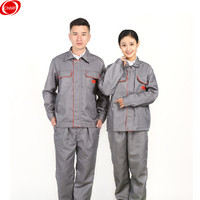 谋福CNMF188劳保劳动帆布电焊工装工作服套装衣服男士防烫耐磨建筑工厂车间厂服工服( 灰色套装 L)