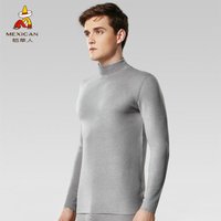 稻草人中半高领保暖上衣男秋冬贴身双面绒毛保暖内衣羊毛无痕打底秋衣 EH704M9 铱银灰 XL