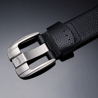 高尔夫GOLF头层牛皮男士皮带时尚针扣皮带男款裤带商务休闲腰带礼盒P8BV14902J黑枪加长 130CM