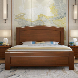 尊禾 实木床 中式主卧双人床1.5米1.8m床现代简约卧室家具