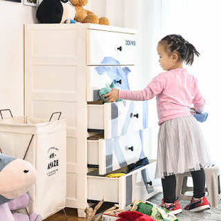 禧天龙5层金属滑轨收纳柜大容量一体免安装储物柜家用玩具衣物整理柜 海豚印花G-5302