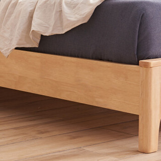 A家家具 床 日式实木双人床 北欧原木单人床简约现代实木架子床 1.2米床+床垫 NK001