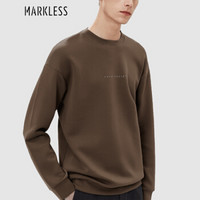 MARKLESS 卫衣男2019秋季新品休闲圆领长袖T恤时尚纯色印花打底衫WYA9420M咖啡色 175/92（L）