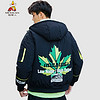 稻草人（MEXICAN）羽绒服男短款连帽2019冬季新品休闲时尚印花羽绒外套男装上衣 黑色 XL