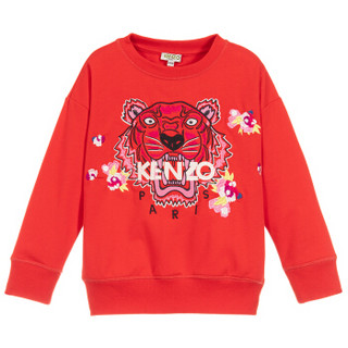 KENZO KIDS 高田贤三 奢侈品童装 19秋冬新款 女童红色混纺虎头刺绣卫衣 KP15128 38 10A/10岁/140cm