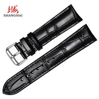 上海(SHANGHAI)手表 21MM针扣皮表带 黑色 适配上海3008和其他同宽度手表