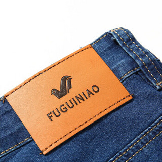 富贵鸟（FUGUINIAO）牛仔裤男2019秋季新款时尚修身直筒牛仔长裤 浅蓝 33