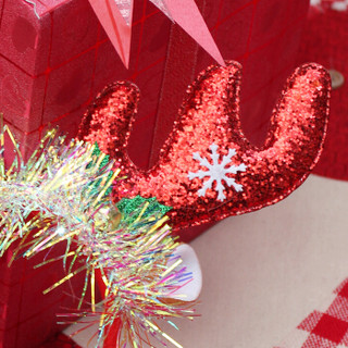 佳妍 圣诞节装饰头饰帽子装饰品成人儿童装扮礼物头饰发夹发卡道具 圣诞装饰麋鹿发箍配红领结套装