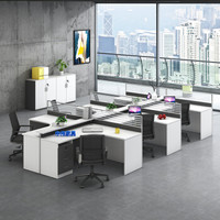 中伟屏风办公桌职员桌员工桌员工位工作位电脑桌卡座干字型6人位4200*2400*1100