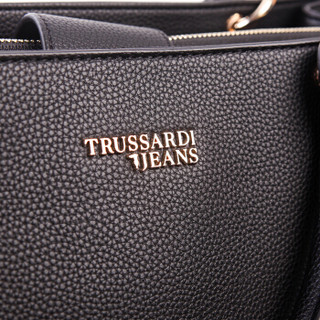 Trussardi 杜鲁萨迪 女士纯色聚酯纤维大号拉链单肩手提包75B00827 9Y099999 K299 NR 黑色