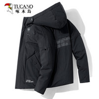 啄木鸟（TUCANO）羽绒服男2019冬季新品时尚连帽拼接休闲保暖外套男装上衣 黑色 M