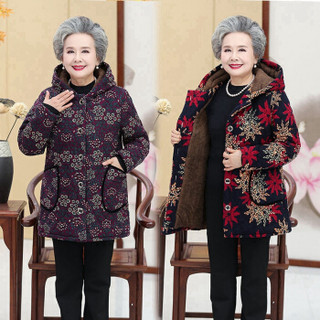 Markentsee 2019冬季新品中老年女装外套棉衣加绒加厚妈妈装棉服老人上衣服保暖奶奶装 cchWXL5798 2号色 XL