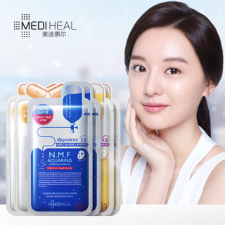 美迪惠尔(Mediheal)补水保湿莹润亮肤面膜6片（水润保湿2片+胶原蛋白2片+维生素2片）男女士适用 可莱丝