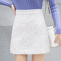 BANDALY 半身裙女2019冬季女装新款毛呢韩版小香风包臀高腰a字裙短裙 zx1625-2782 白色 XL