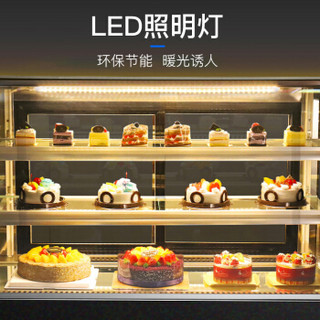 乐创（lecon） 蛋糕柜展示柜商用水果保鲜柜冷藏寿司饮料熟食玻璃陈列(黑色直角0.9米落地式)YM-FLZG-0.9