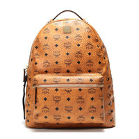 MCM 男女中性Stark Visetos系列干邑色LOGO图案涂层帆布双肩包 MMK9SVE73CO001