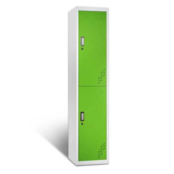 彩色更衣柜 健身房浴室柜员工带锁储物铁皮柜子 单二门白框绿色