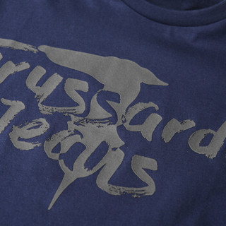 TRUSSARDI JEANS杜鲁萨迪奢侈品  男士深蓝棉质灵缇犬LOGO短袖T恤52T00240 1T001675 U290 XL码