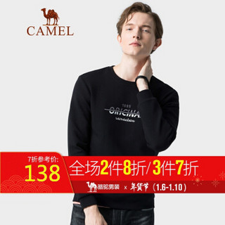 骆驼（CAMEL）男装 2019秋季新款圆领时尚卫衣男韩版青年休闲宽松打底上衣 D9Q203247 黑色_XXL