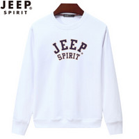 吉普 JEEP 卫衣男款无帽宽松圆领休闲百搭套头长袖衫 SS65007 白色 4XL