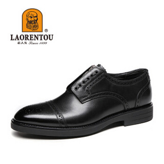 老人头(LAORENTOU)皮鞋商务正装鞋舒适透气布洛克男鞋 520402319 黑色 42