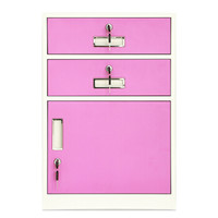 奈高NG矮柜档案资料办公家用文件柜带锁储物工具桌下活动抽屉医用床头铁皮柜粉色款2