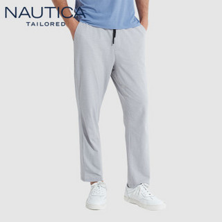 诺帝卡 NAUTICA 2019秋季新品纯色简约宽松居家舒服透气棉质休闲长裤 NWK95002 浅灰 XL(175/100)