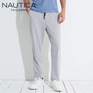 诺帝卡 NAUTICA 2019秋季新品纯色简约宽松居家舒服透气棉质休闲长裤 NWK95002 浅灰 XL(175/100)