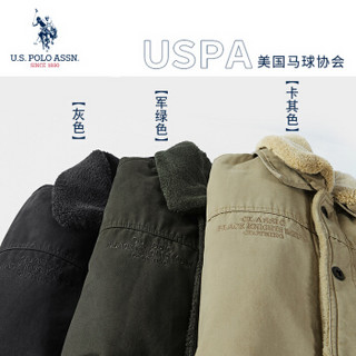 U.S. POLO ASSN.棉衣男2019新款休闲连帽短款棉服男士百搭保暖冬装棉袄外套上衣男装 6194116018 军绿 M