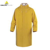 代尔塔/DELTAPLUS 407005 双面PVC涂层涤纶风衣版连体雨衣 黄色 M 1件 企业专享