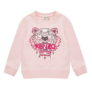 KENZO KIDS 高田贤三 奢侈品童装 19秋冬新款 女童浅粉色棉质虎头卫衣 KP15188 32P 14A/14岁/164cm